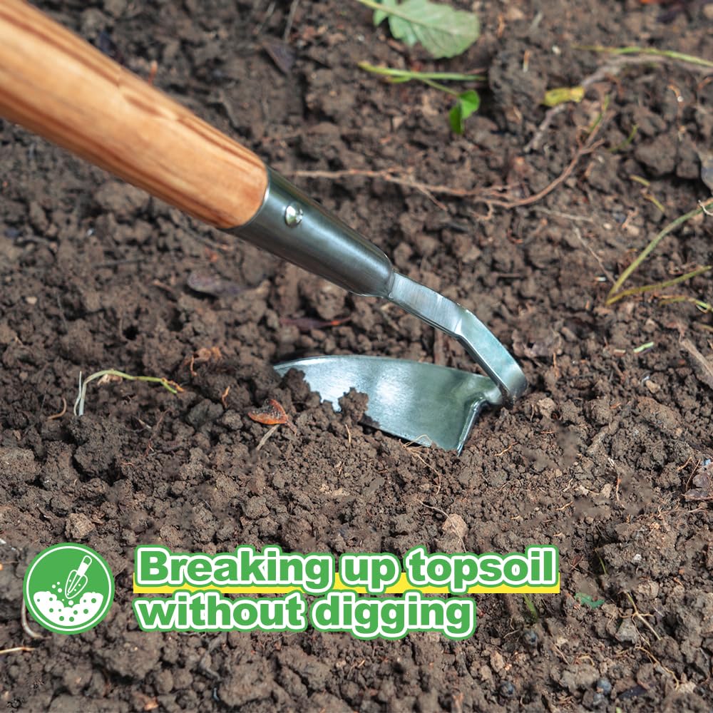 Berry&Bird in-use weeding raised bed showing reduced bending benefit