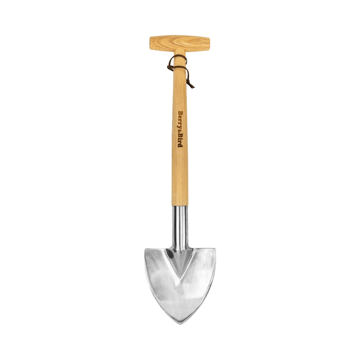 Berry&Bird perennial spade front view showing blade and handle benefit durable cutting