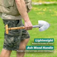 Berry&Bird wooden T-handle detail showing grip comfort benefit reduced wrist fatigue