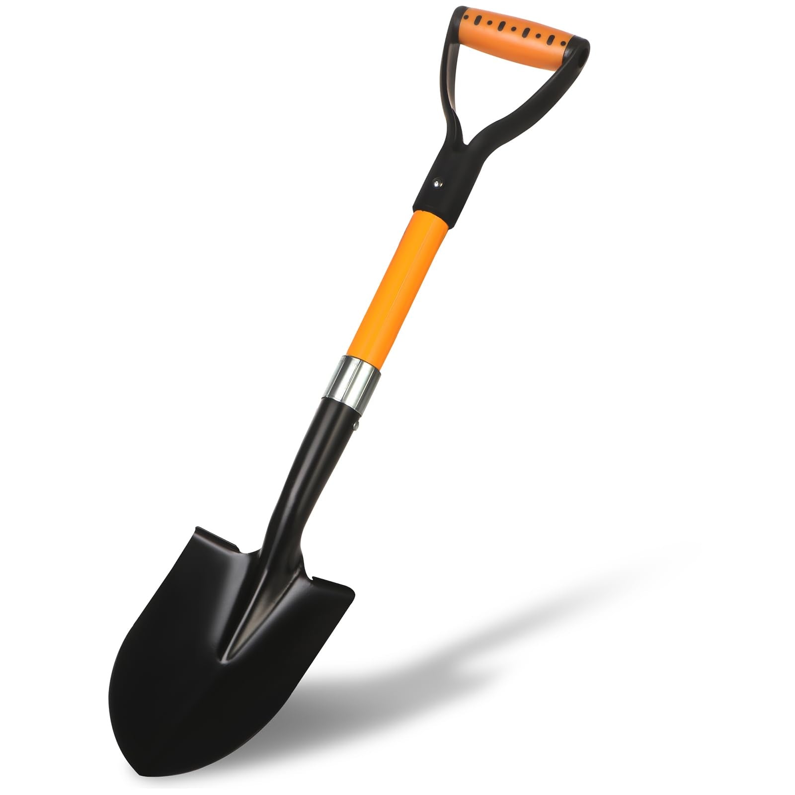BERSCIT front view orange shovel showing compact design and portability benefit