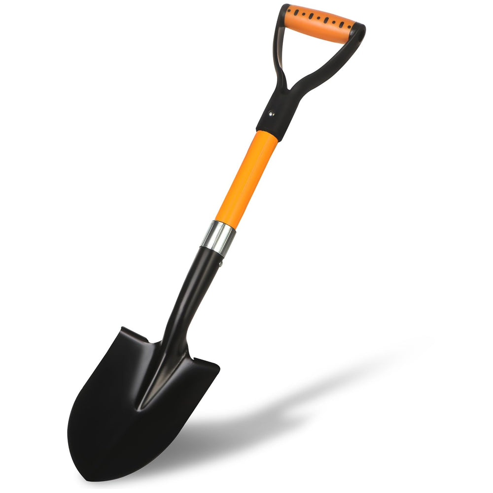 BERSCIT front view orange shovel showing compact design and portability benefit