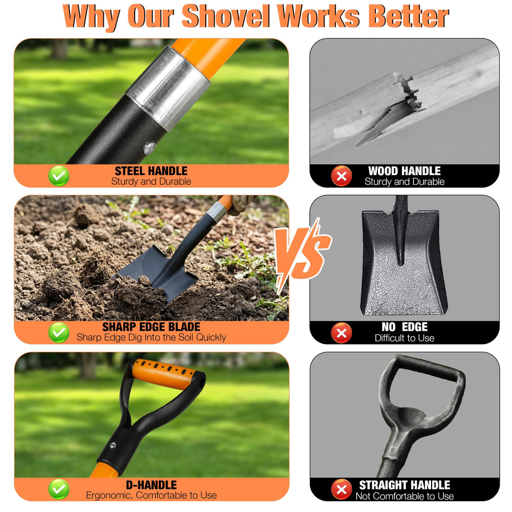 BERSCIT shovel length next to ruler showing compact 28-inch fit for storage
