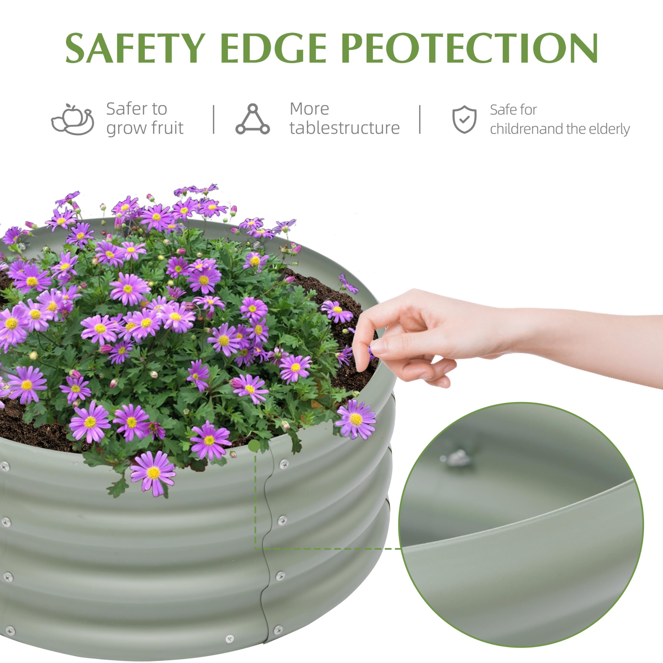 Besebay assembled planter filled with soil and vegetables demonstrating planting capacity