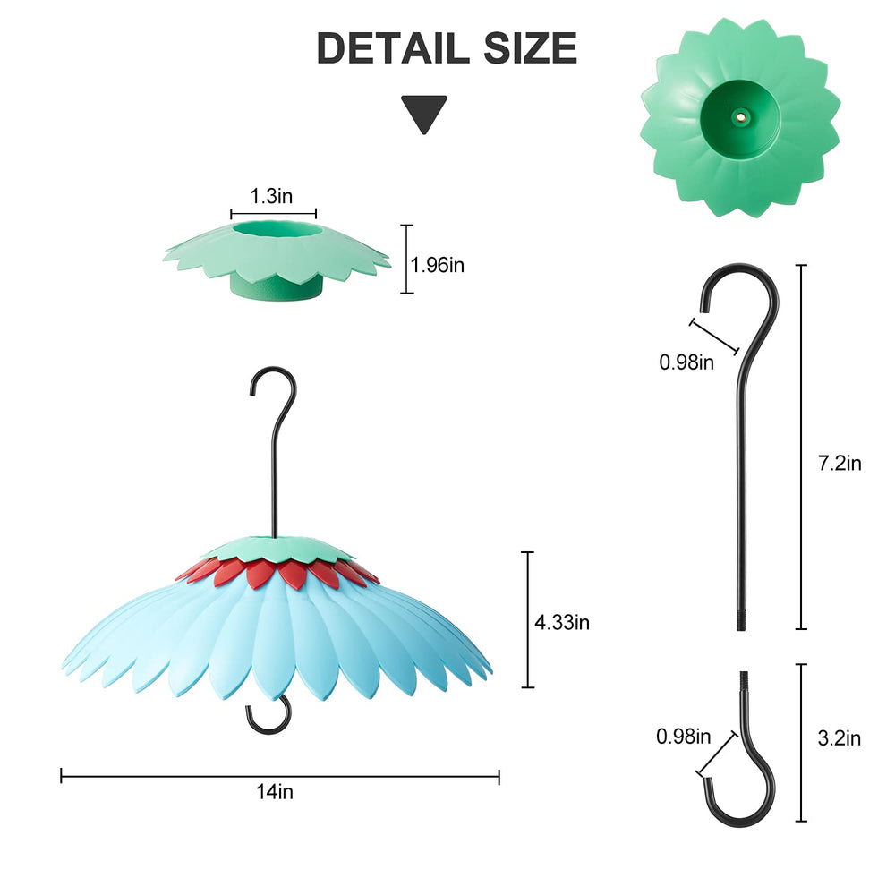 Beserie dome mounted above hummingbird feeder demonstrating weather protection