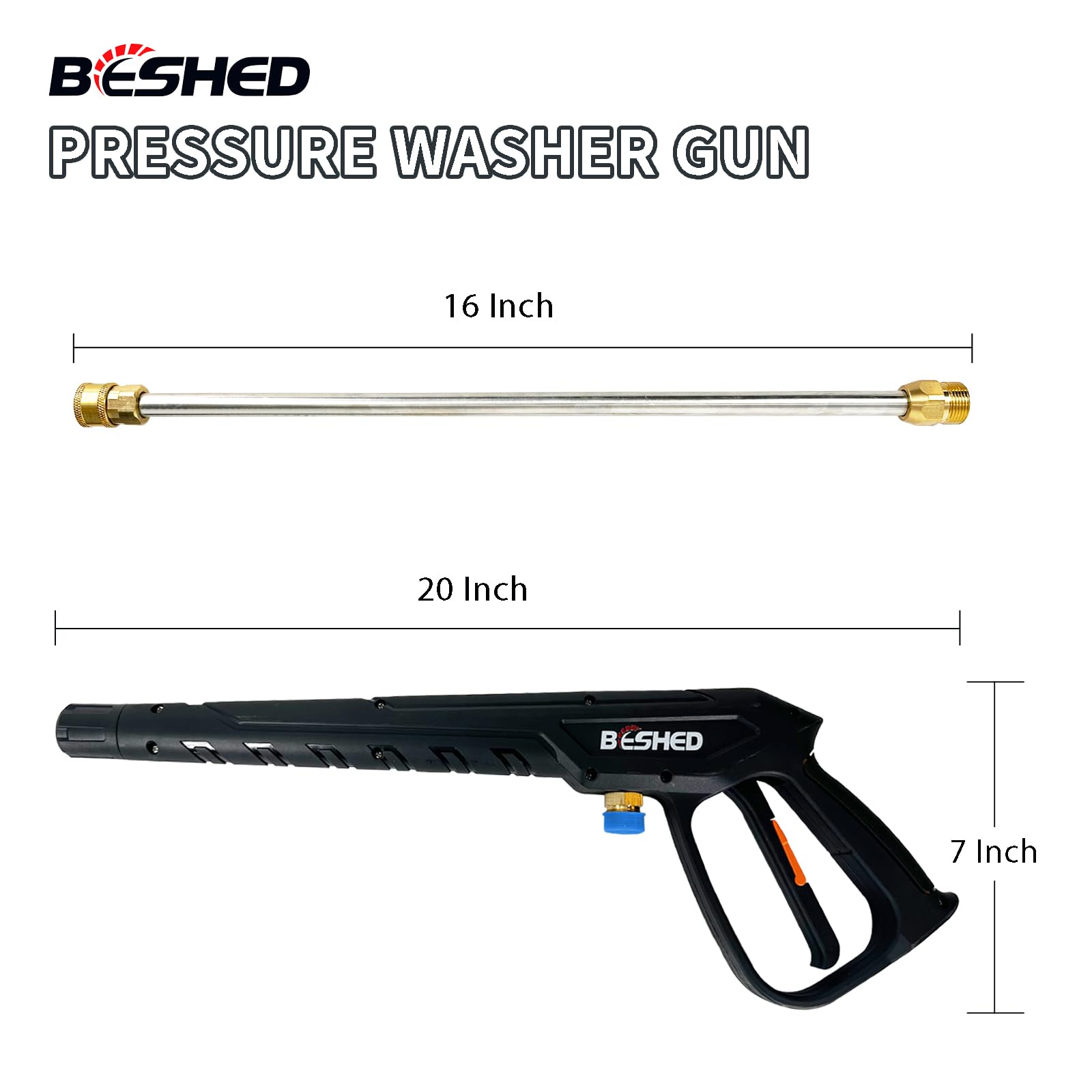 BESHED ergonomic pistol grip close-up providing comfort and reduced fatigue