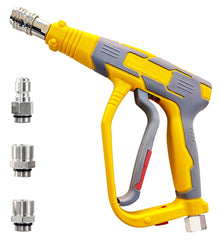 BESHED short pressure washer gun front view showing compact shape and grip benefit