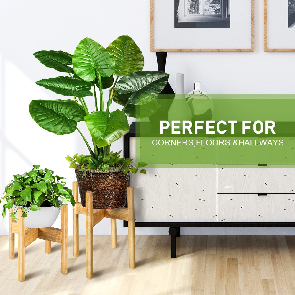 BESHOF bamboo stand side profile demonstrating slim silhouette and room-enhancing height