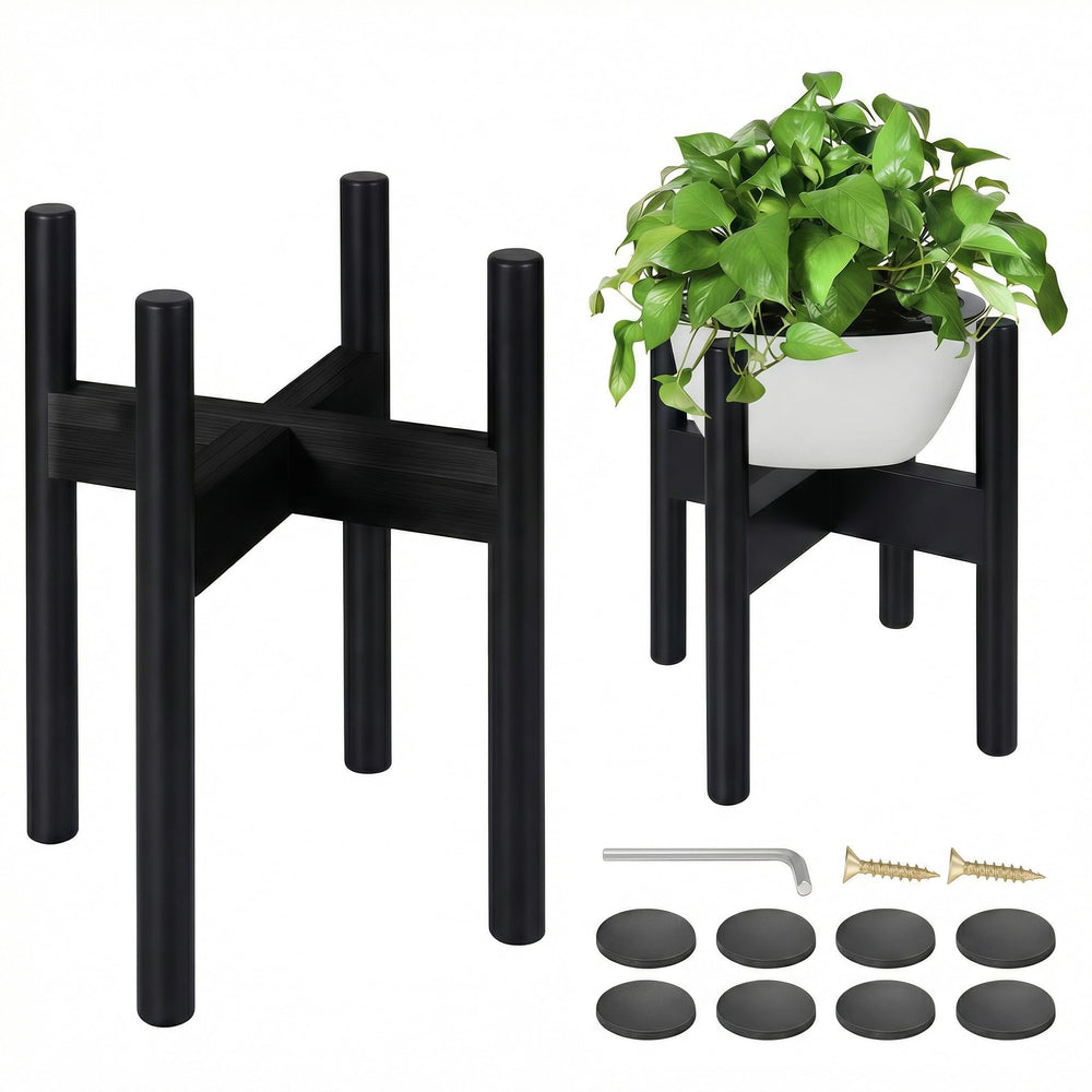 BESHOF front view showing both bamboo plant stands for stylish elevation