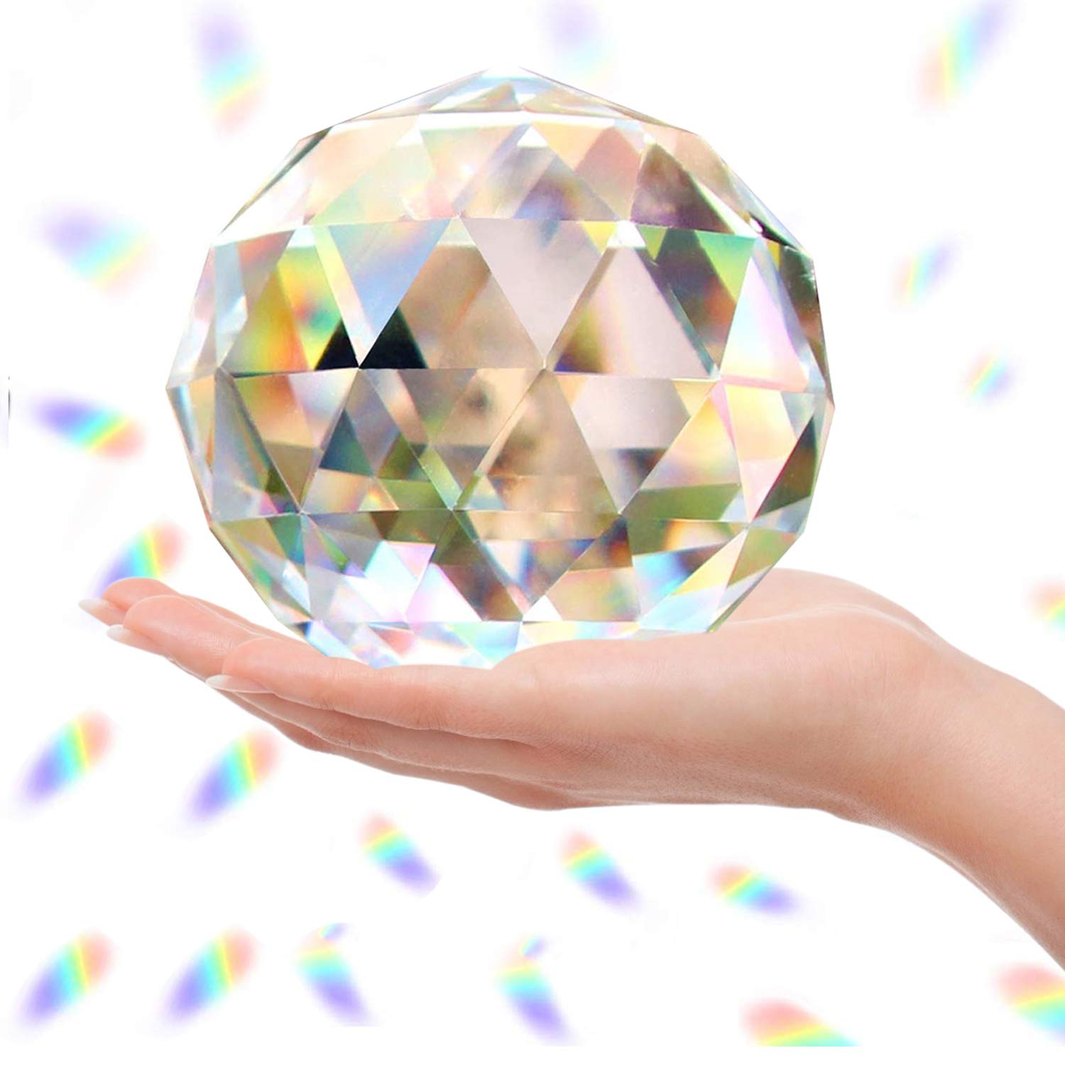 Besimple crystal ball front view showing clear faceted sphere and sparkle benefit