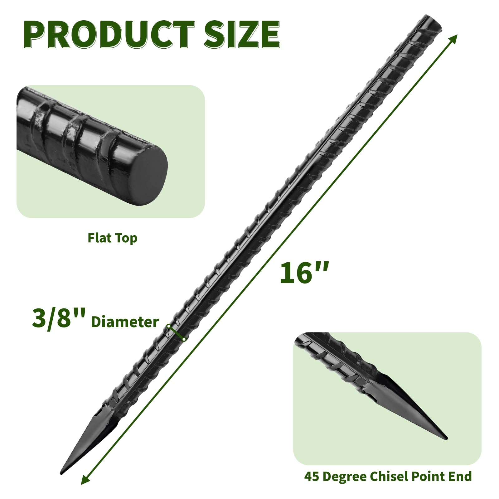 Besitu close-up of chisel point tip for easier ground penetration benefit