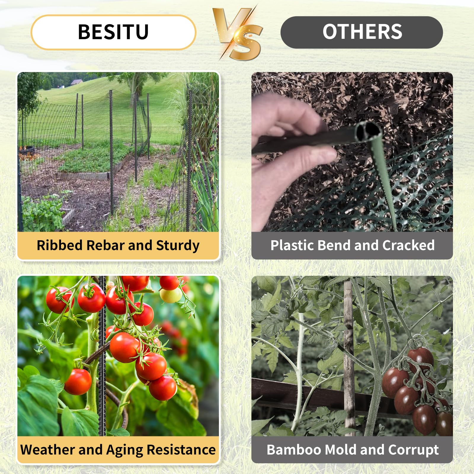 Besitu stakes driven through landscape timber holding boards firmly in place