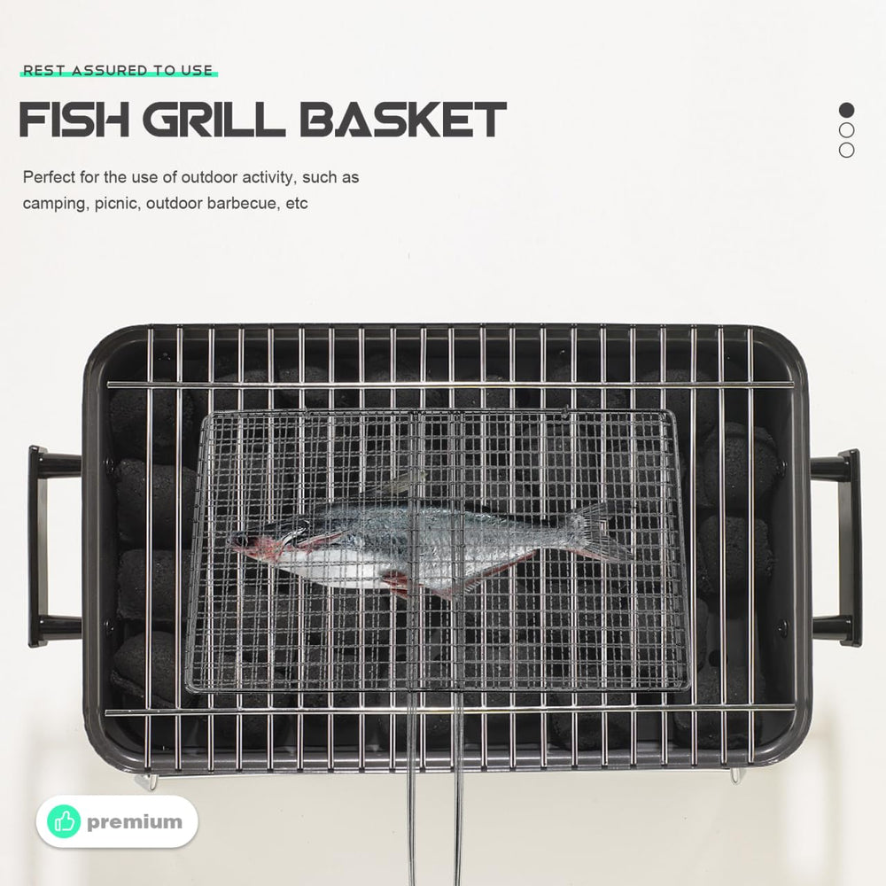 BESPORTBLE grill basket in use with fish for even searing and intact fillets
