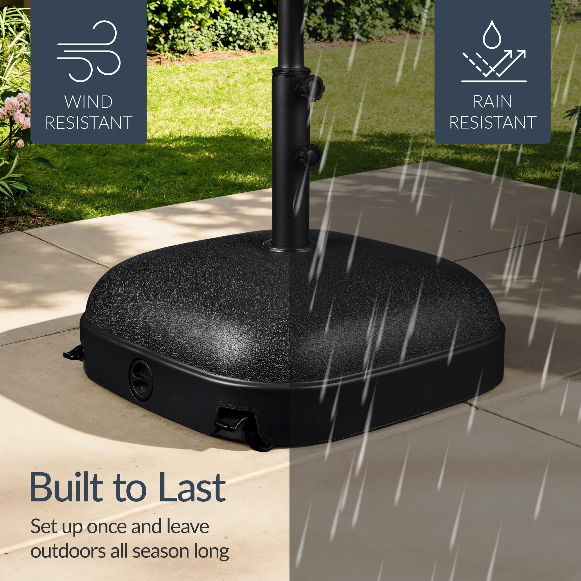 Best Choice Products side view filled with sand to show weight and anchor performance