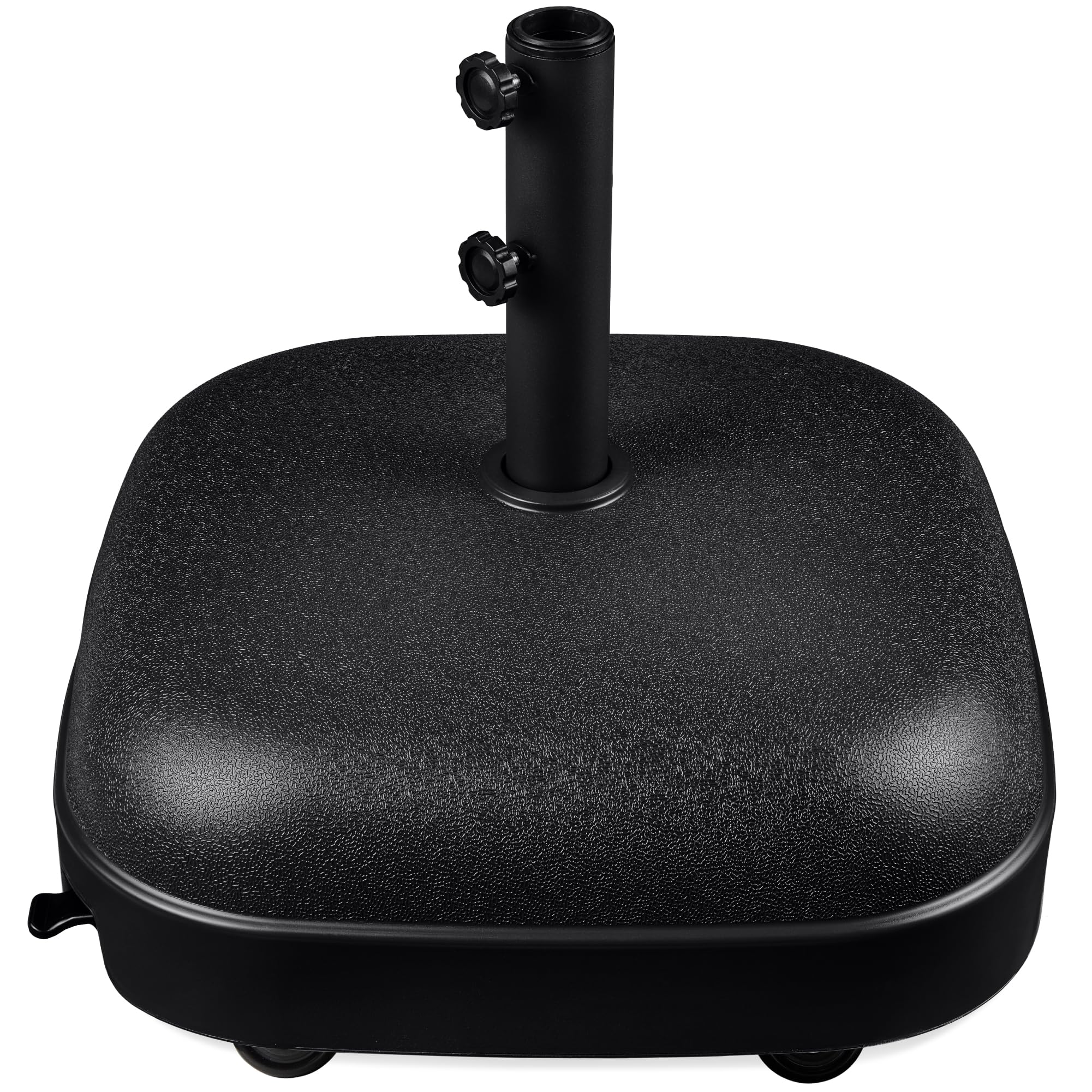 Best Choice Products front view of dome square black umbrella base showing sleek profile and stability
