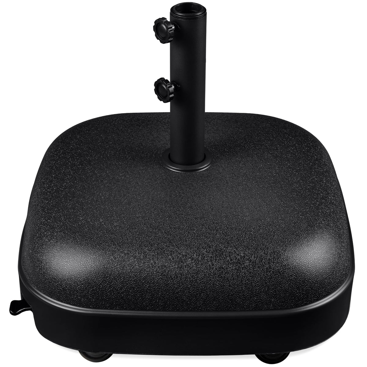 Best Choice Products front view of dome square black umbrella base showing sleek profile and stability