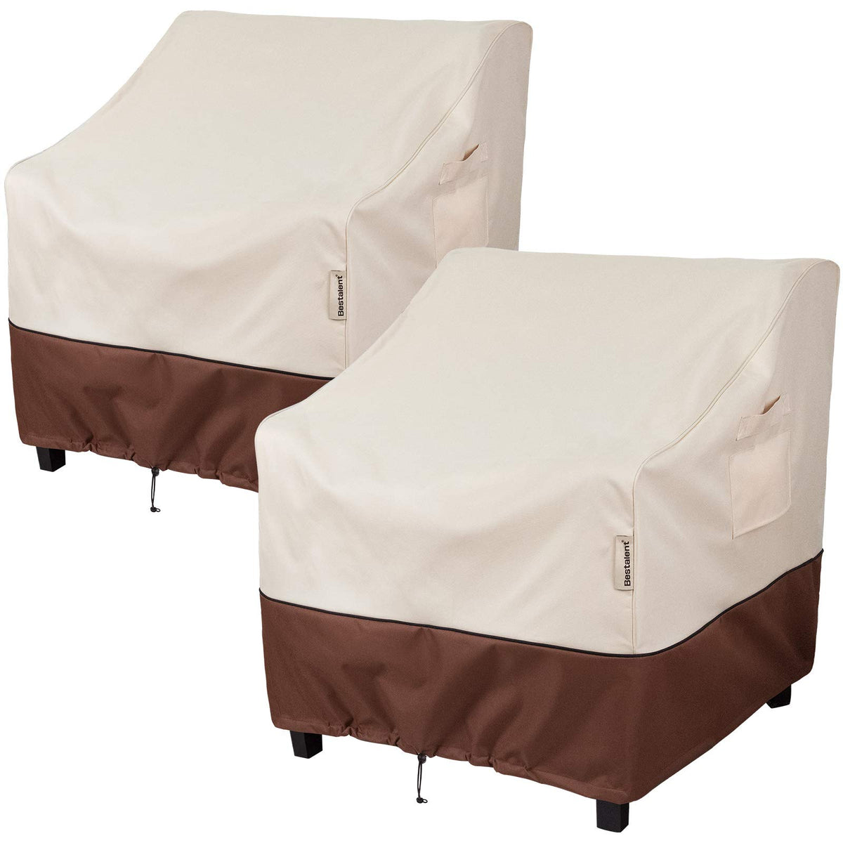 Bestalent front view of two covers protecting chairs, durable weather protection