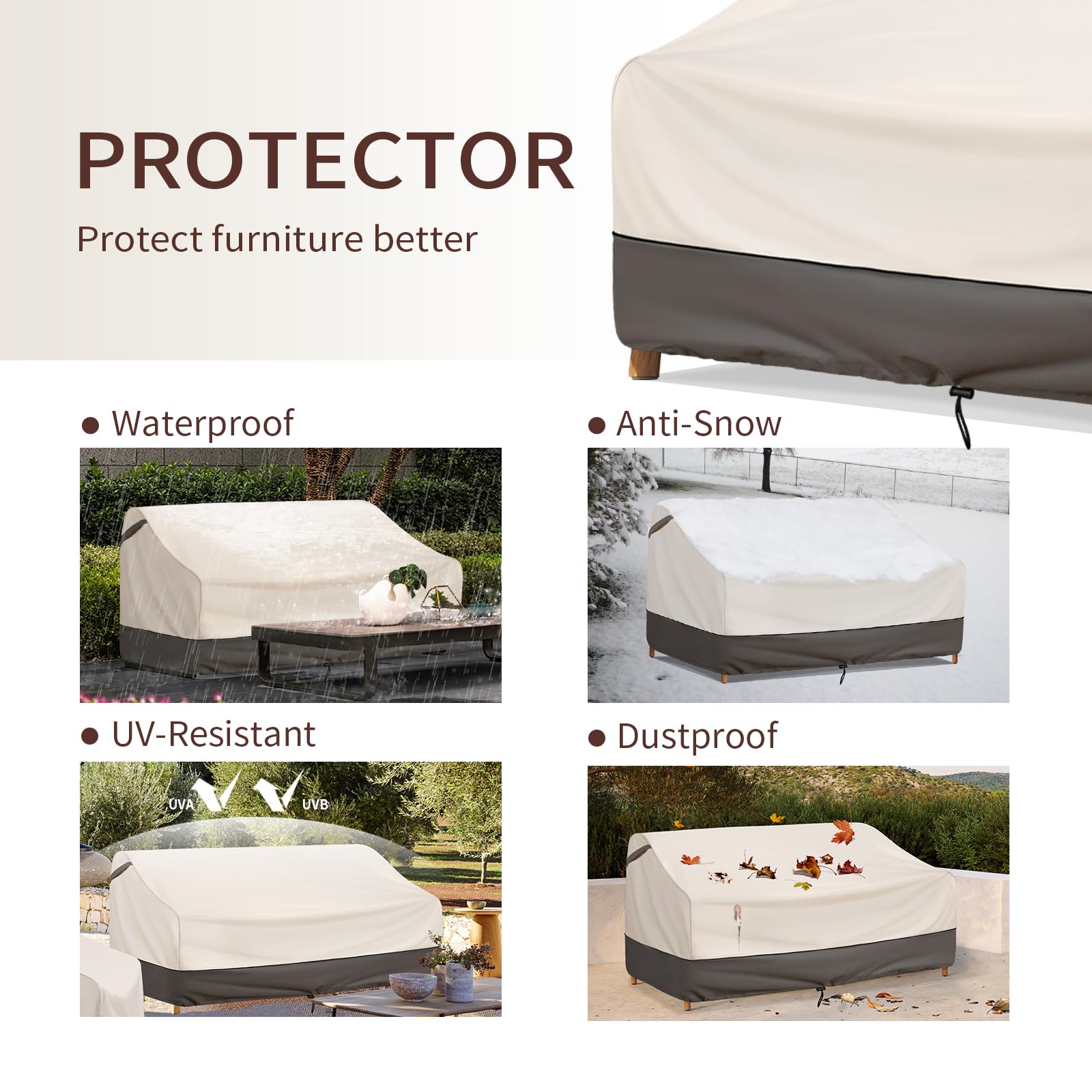 Bestalent beige/grey cover on a porch demonstrating neutral style blending with decor