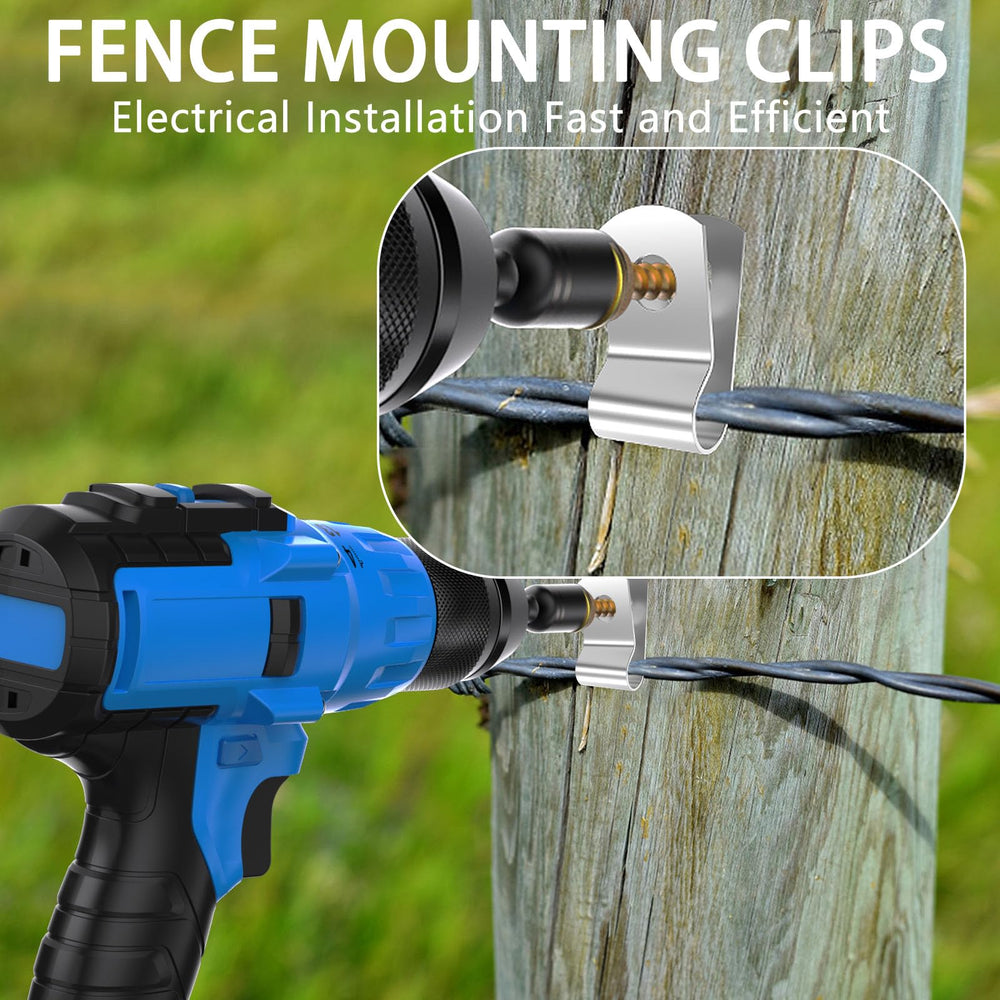 BESTEEL clip mounted on a wood post securing fence wire, stable hold