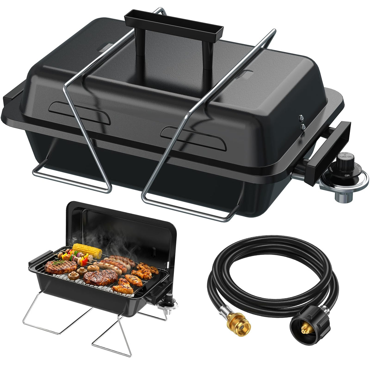 BESTFIRE front view assembled grill showing compact portability and sturdy build