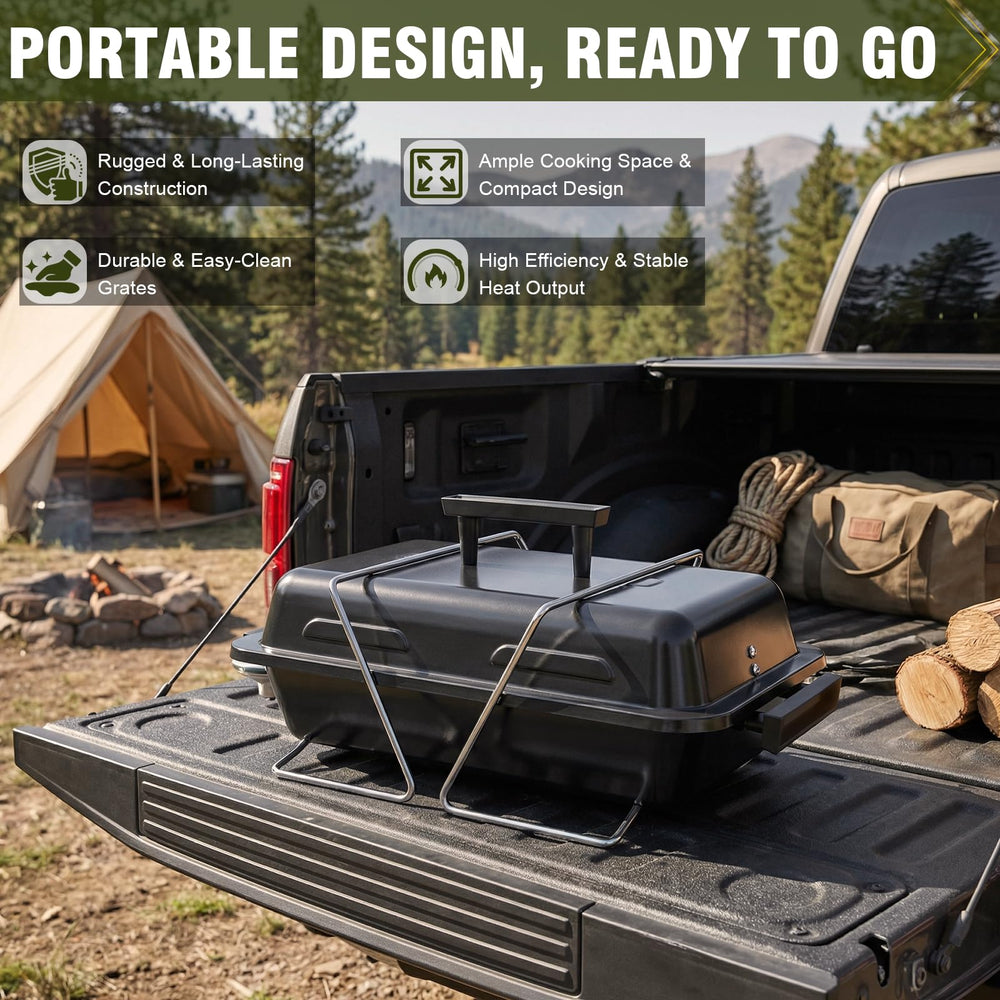 BESTFIRE grill in park lifestyle shot offering on-the-go cooking convenience