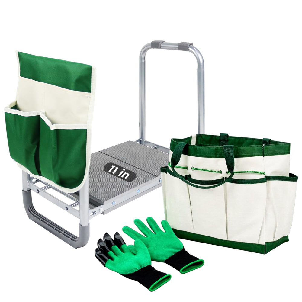 BESTHLS front view of foldable kneeler seat showing stable handles and wide cushion benefit