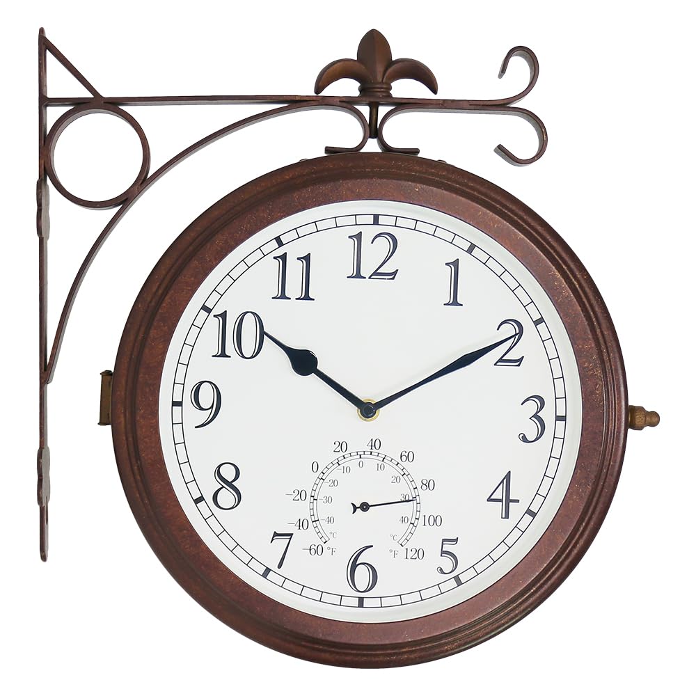 BESTIME front view antique red copper clock showing dual faces and decor benefit