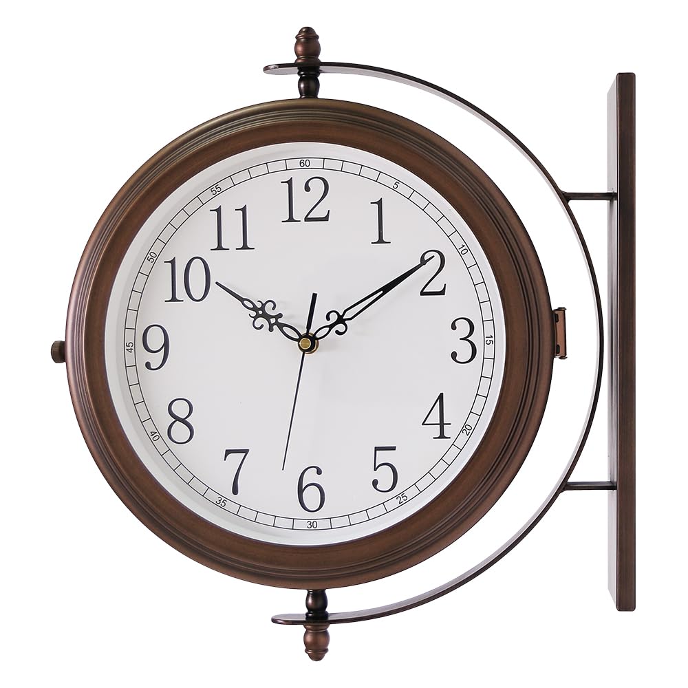 BESTIME front view antique red copper clock showing dual faces and clear time reading
