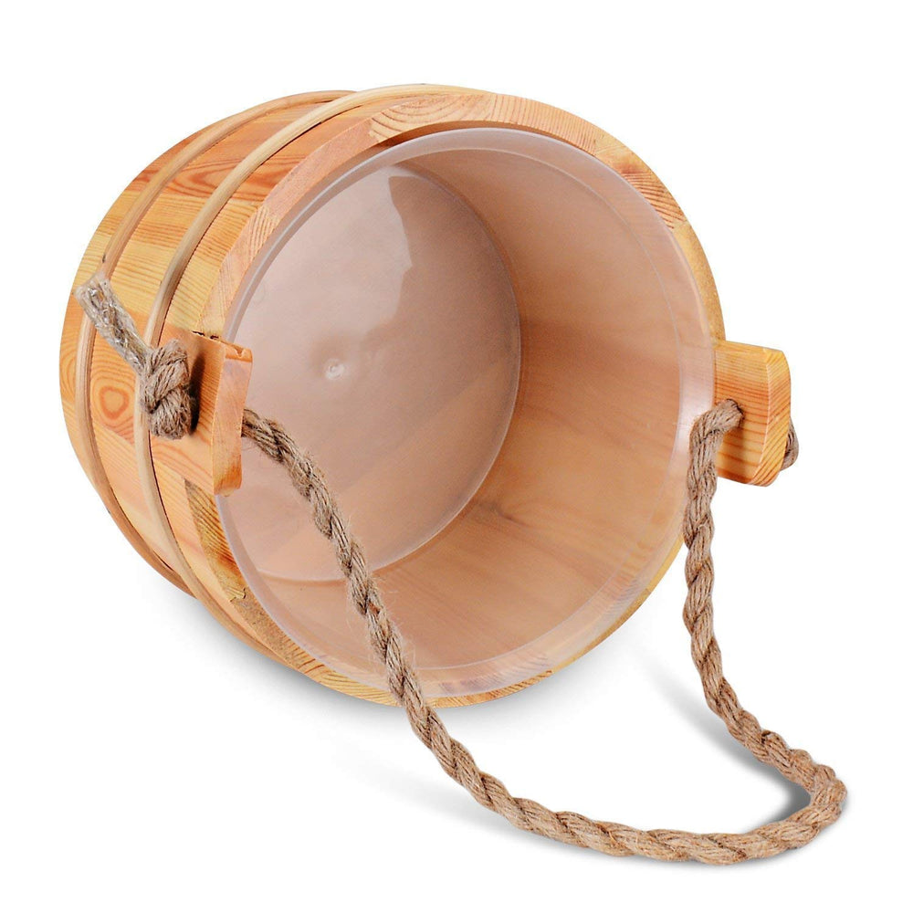 BESTNEWIE close up of Finnish pine wood grain and hidden plastic liner for durability