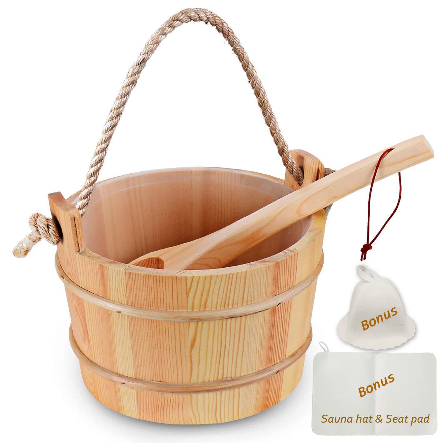 BESTNEWIE front view bucket with ladle showing functional design and easy pouring