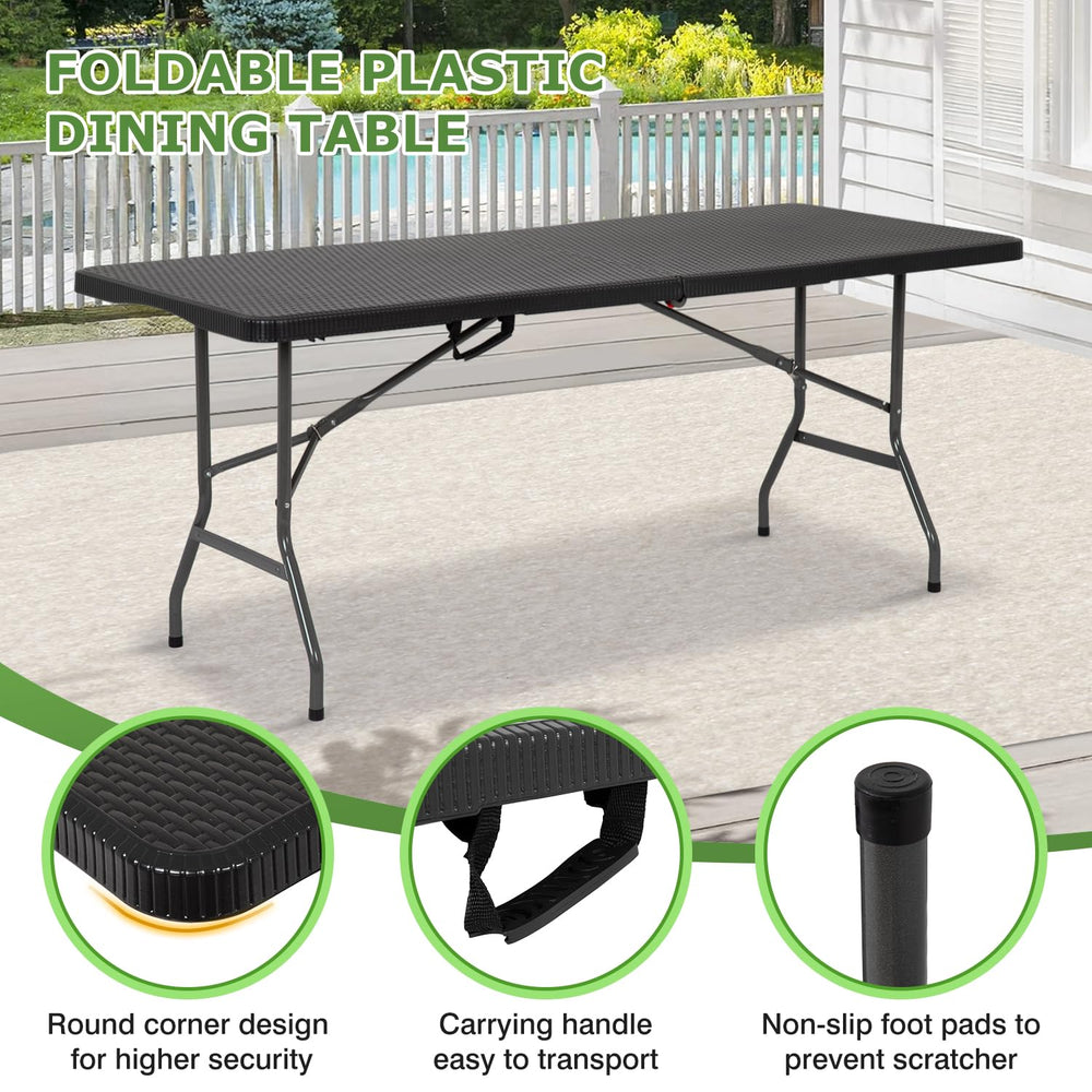 BestOffice folded table showing carry handle for effortless transport and compact storage