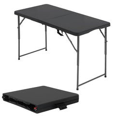 BestOffice vista frontal de la mesa plegable negra con superficie resistente