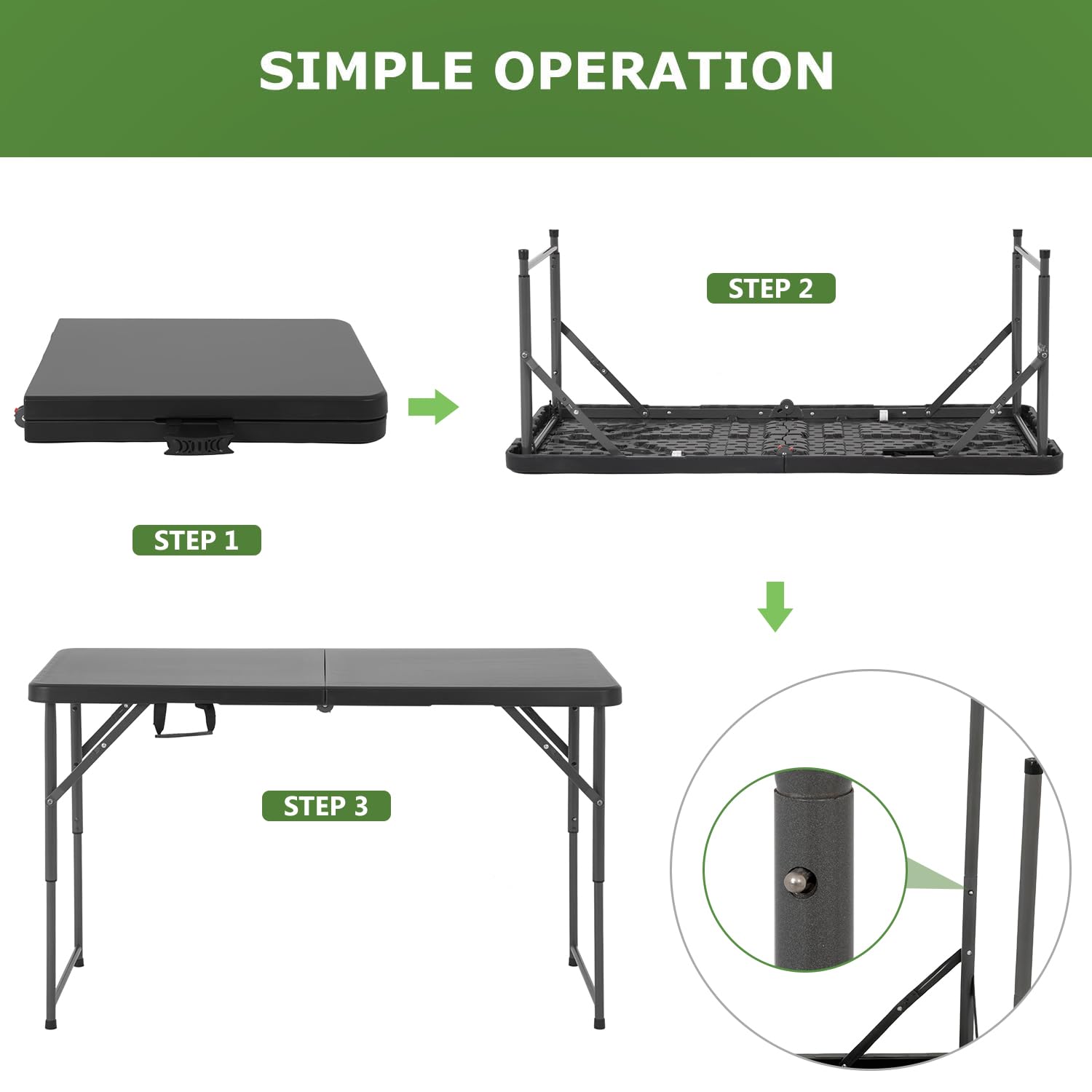 BestOffice mesa plegada con asa visible, ideal para almacenamiento compacto