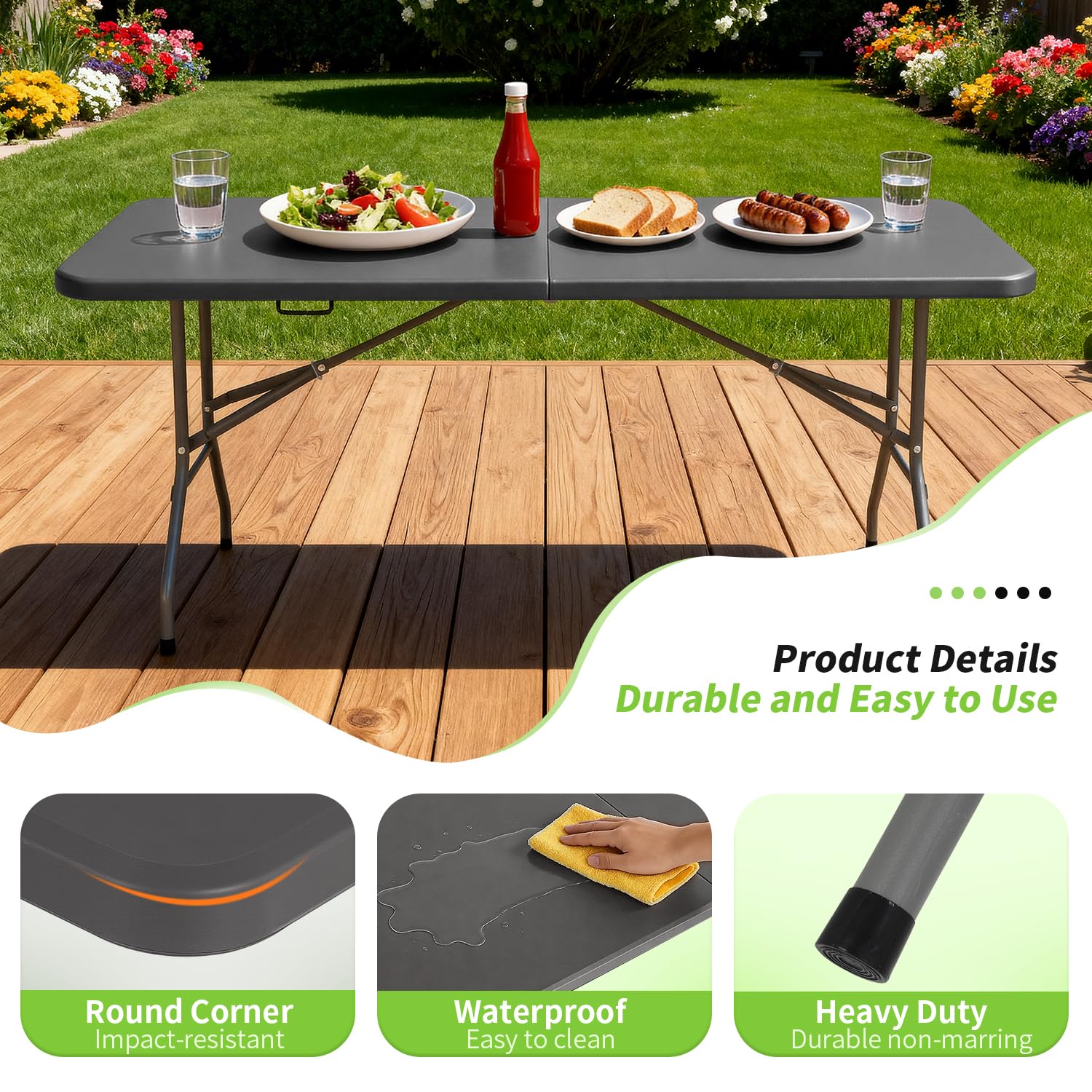 BestOffice table set up at backyard party showing versatile entertaining benefit