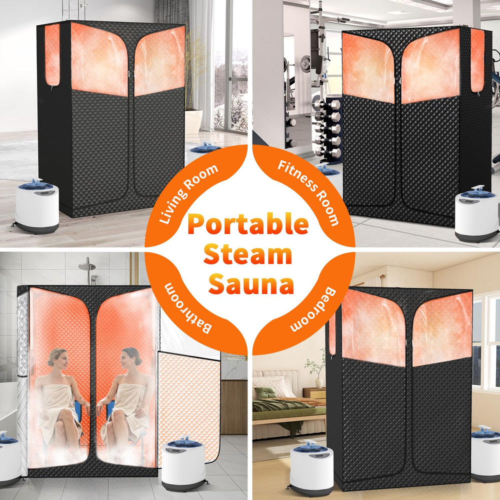 Bestronair portable sauna placed in living room showing compact, apartment-friendly use