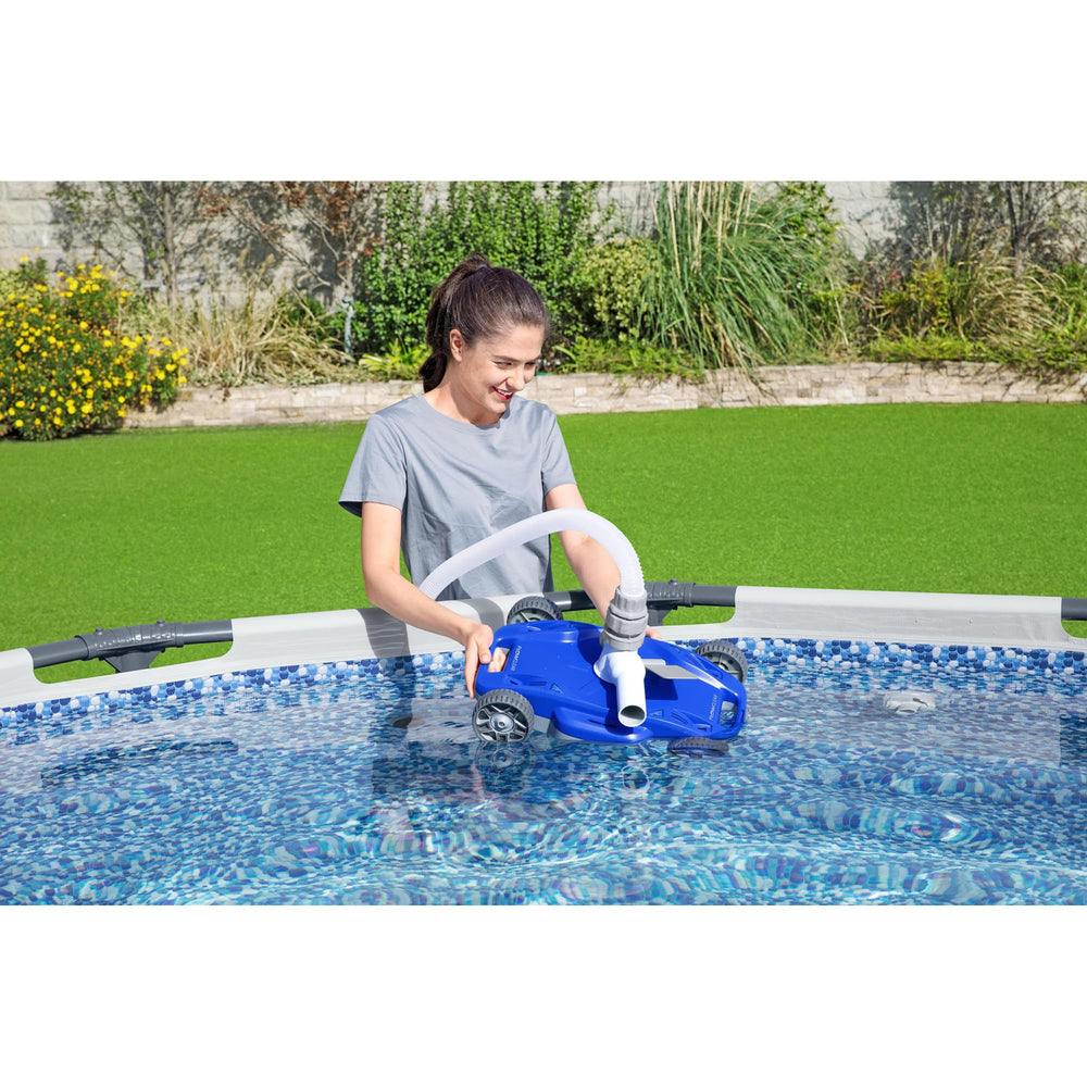 Bestway AquaDrift close-up of bottom brush removing dirt for effective scrubbing