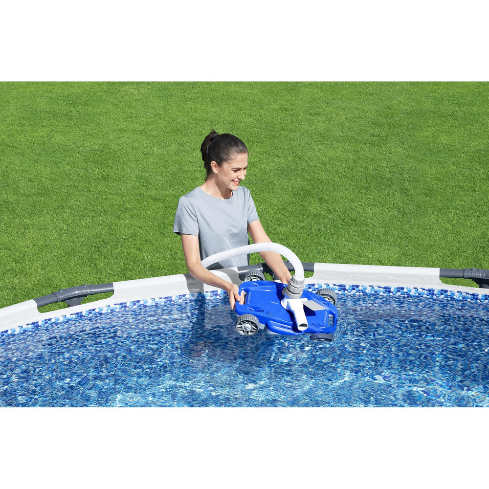 Bestway AquaDrift in a backyard scene showing convenient seasonal pool maintenance