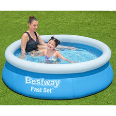 Bestway closeup of the inflated top ring showing quick setup benefit