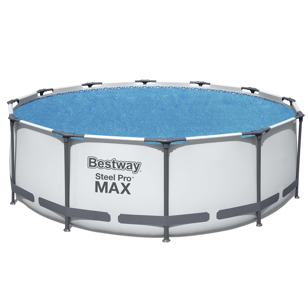 Bestway Flowclear front view showing full 12ft cover protecting pool