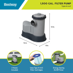 Bestway close-up of Type III filter cartridge emphasizing easy cleaning and filtration