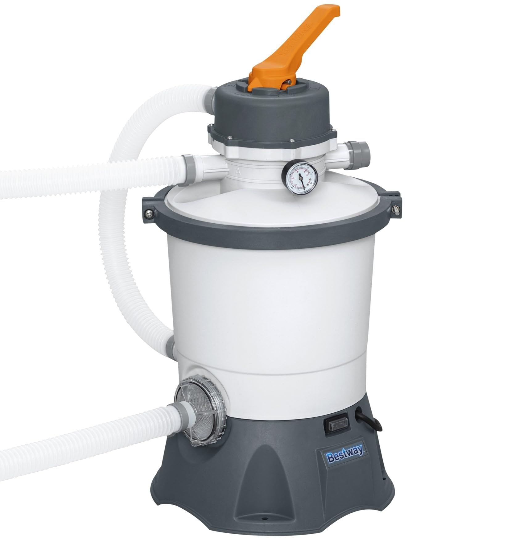 Bestway front view of pump showing compact design and quick installation benefit