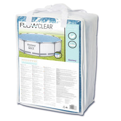 Bestway Flowclear cover floating on pool to retain warmth and block debris