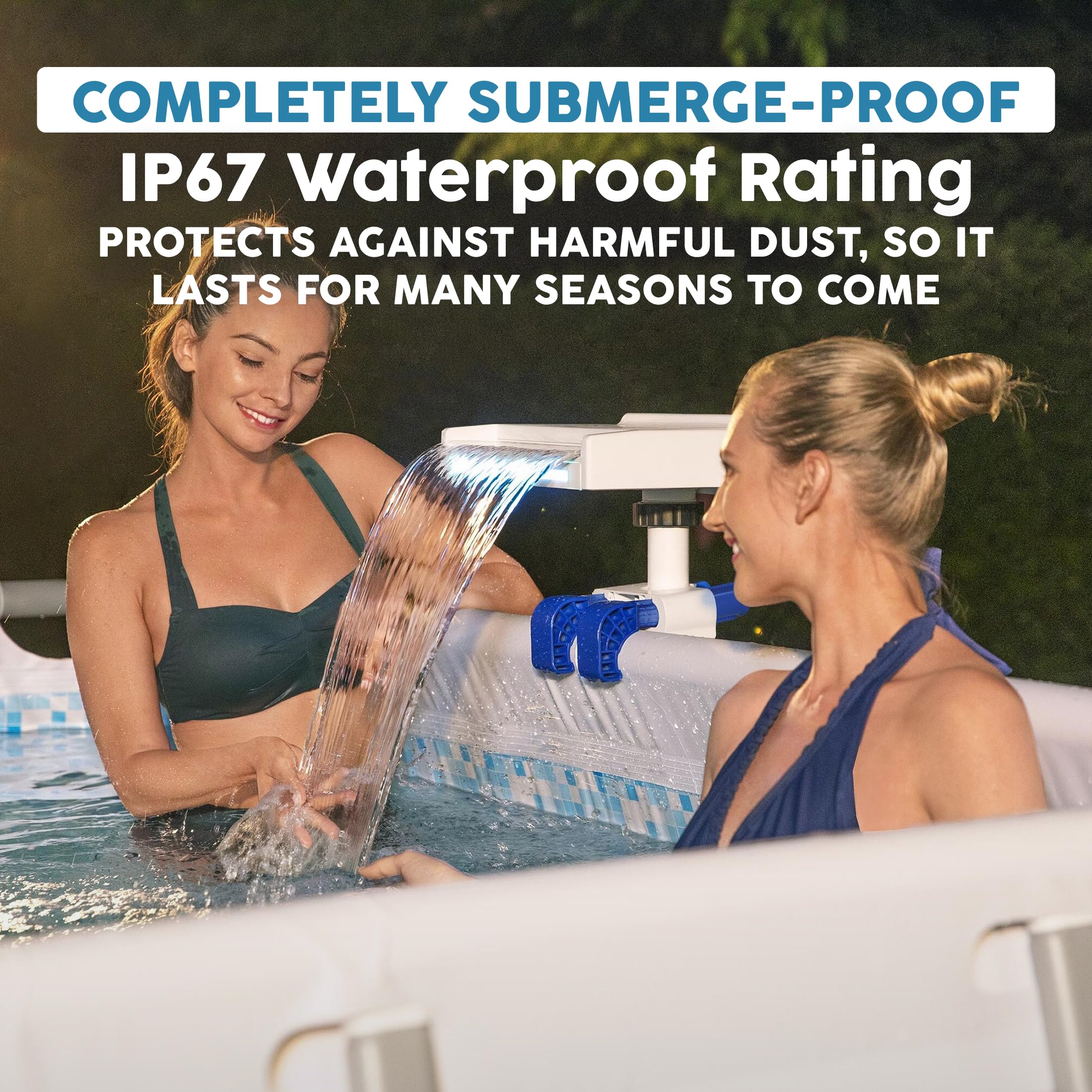 Bestway flowclear scale comparison with pool rail showing compact size and easy fit