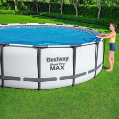 Bestway Flowclear next to tape measure showing correct 11 ft 8 in size