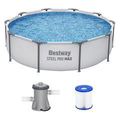Bestway front view of assembled pool showing sturdy frame and easy access