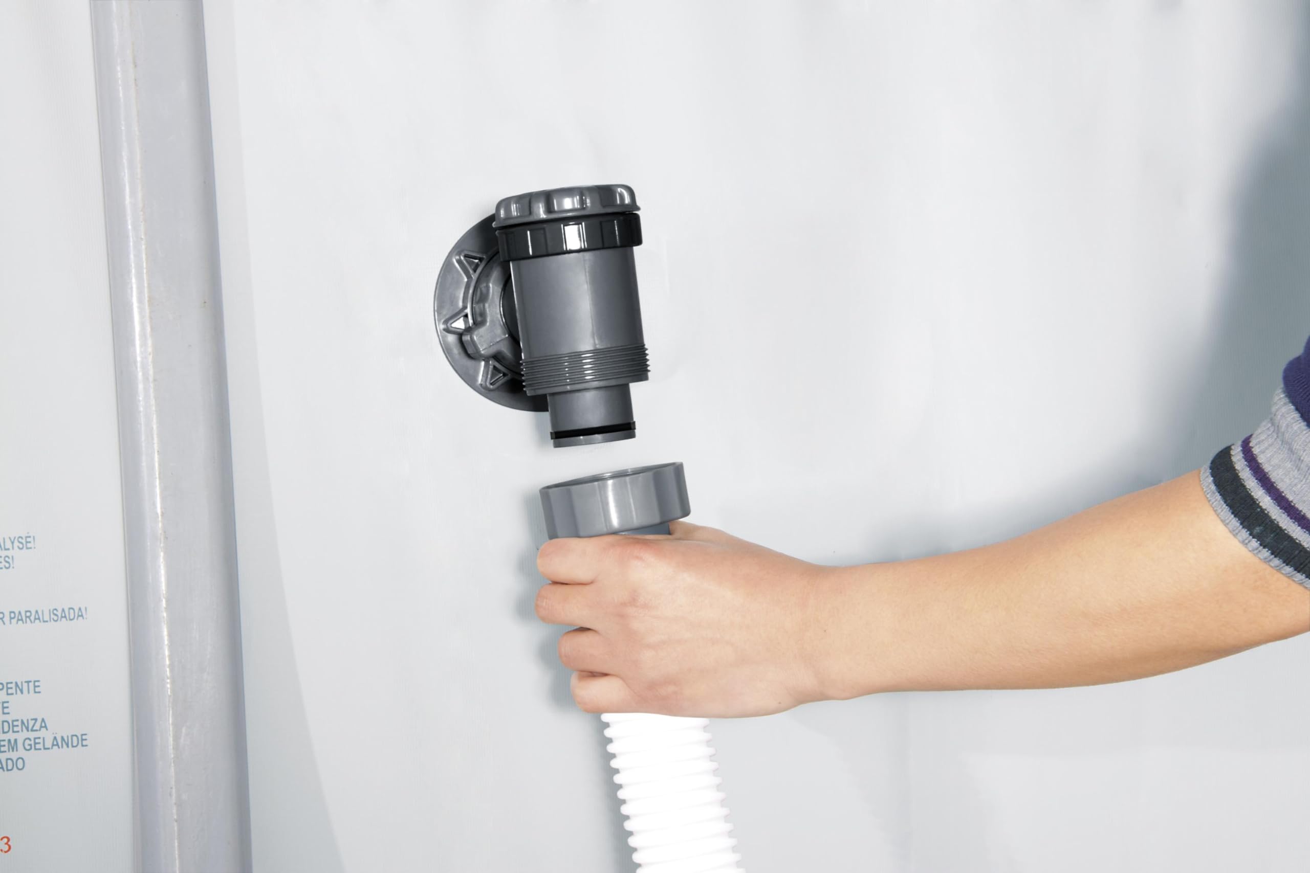 Bestway hose close-up ribbed texture highlighting flexible durable design