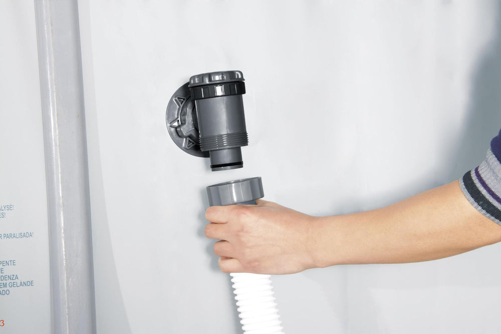 Bestway hose close-up ribbed texture highlighting flexible durable design