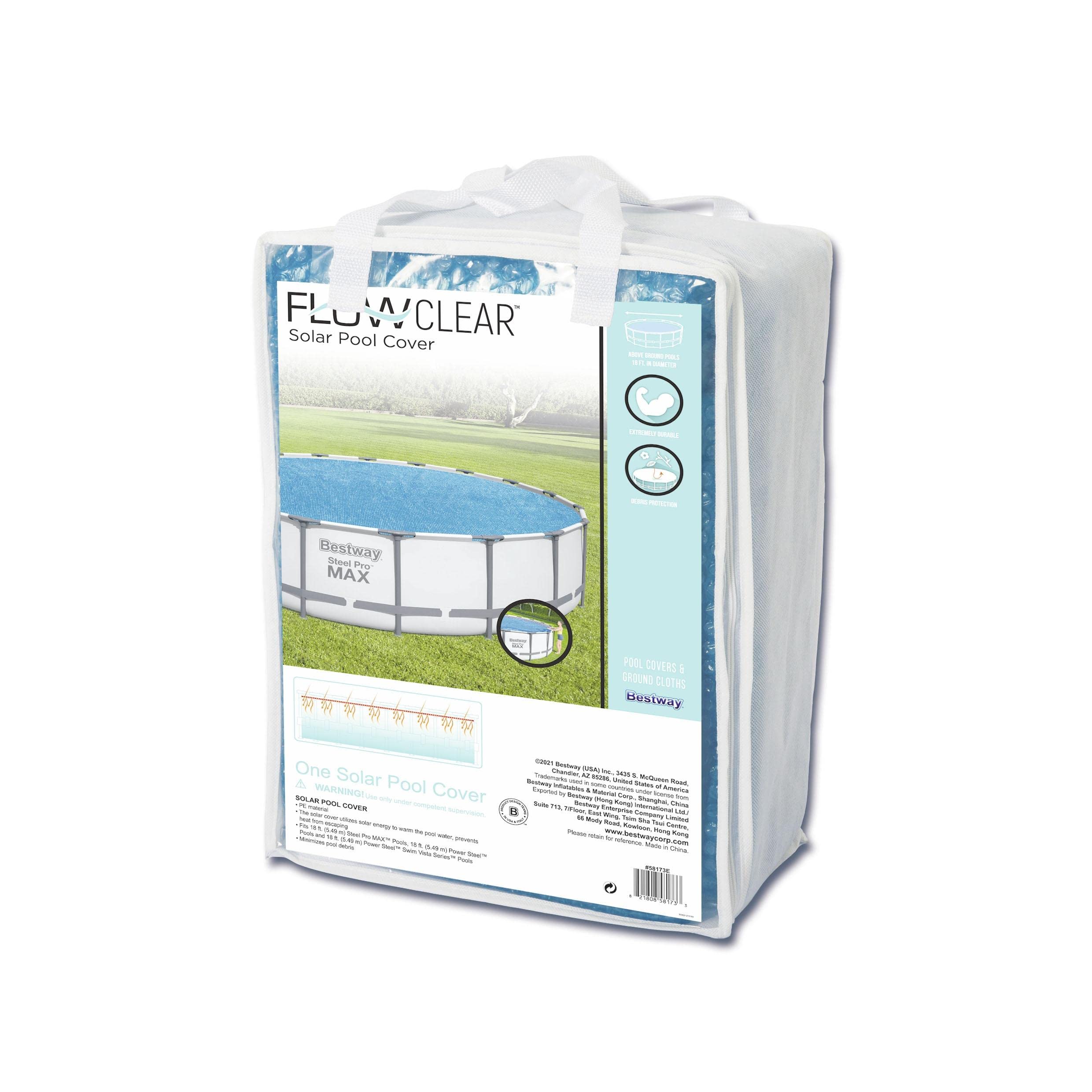Bestway cover beside tape measure showing scale for accurate fit