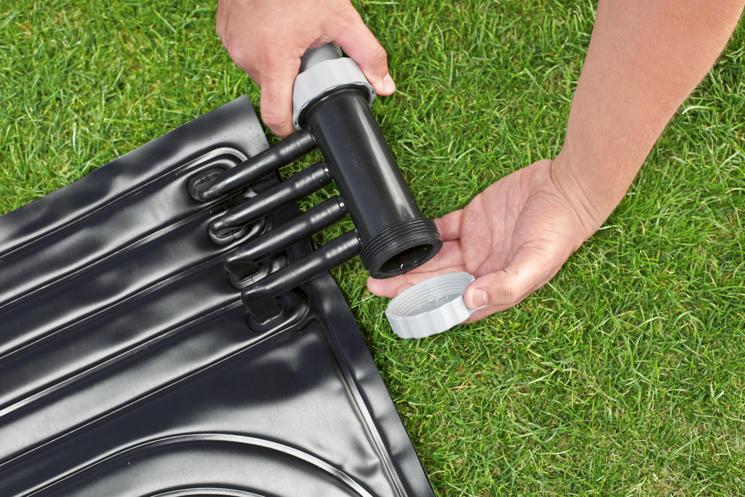 Bestway pad rolled for compact storage emphasizing seasonal convenience
