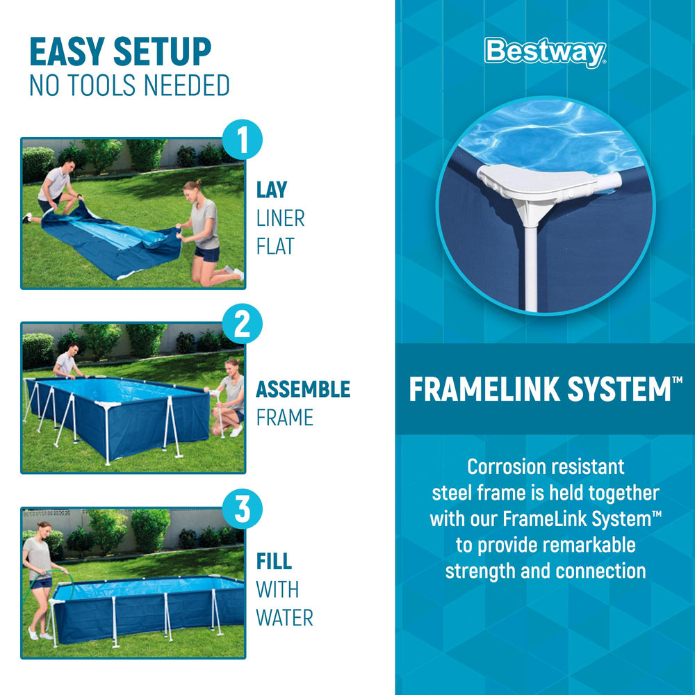 Bestway pool set up in backyard demonstrating usable swim space