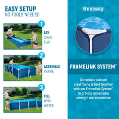 Bestway pool set up in backyard demonstrating usable swim space